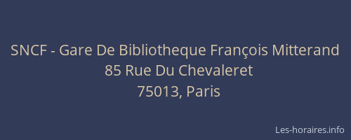 SNCF - Gare De Bibliotheque François Mitterand