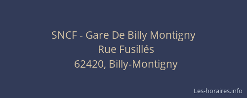 SNCF - Gare De Billy Montigny