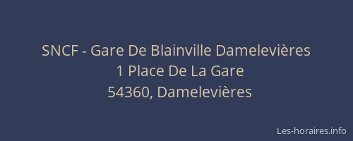 SNCF - Gare De Blainville Damelevières