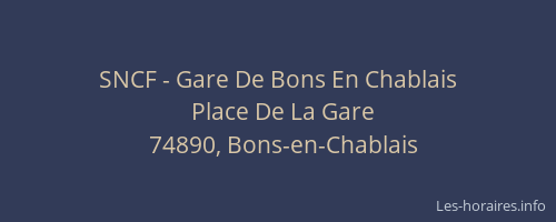 SNCF - Gare De Bons En Chablais