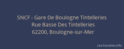 SNCF - Gare De Boulogne Tintelleries