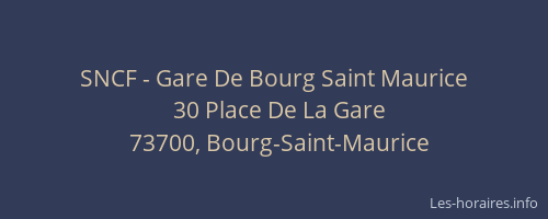 SNCF - Gare De Bourg Saint Maurice