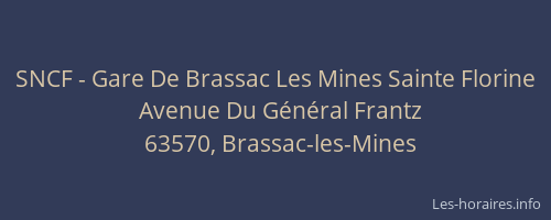 SNCF - Gare De Brassac Les Mines Sainte Florine