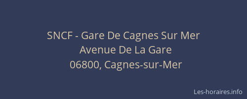 SNCF - Gare De Cagnes Sur Mer