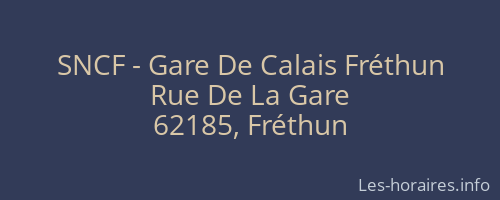 SNCF - Gare De Calais Fréthun