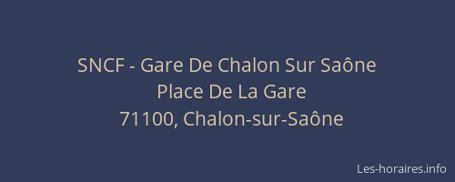 SNCF - Gare De Chalon Sur Saône