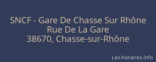 SNCF - Gare De Chasse Sur Rhône