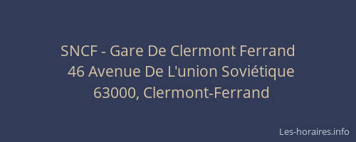 SNCF - Gare De Clermont Ferrand