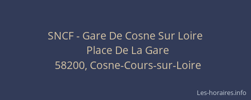 SNCF - Gare De Cosne Sur Loire