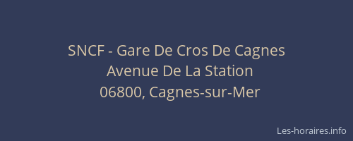 SNCF - Gare De Cros De Cagnes