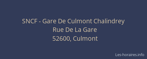 SNCF - Gare De Culmont Chalindrey
