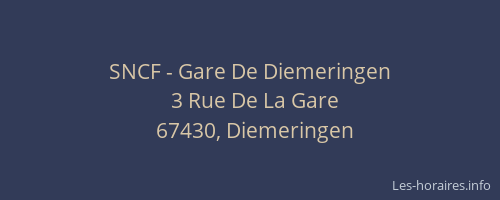 SNCF - Gare De Diemeringen