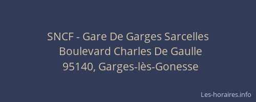 SNCF - Gare De Garges Sarcelles