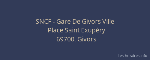SNCF - Gare De Givors Ville