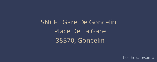 SNCF - Gare De Goncelin