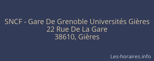 SNCF - Gare De Grenoble Universités Gières