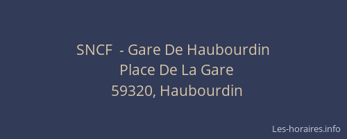 SNCF  - Gare De Haubourdin