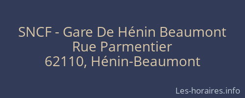 SNCF - Gare De Hénin Beaumont