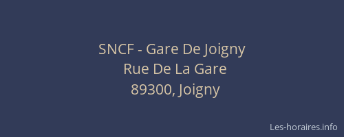 SNCF - Gare De Joigny