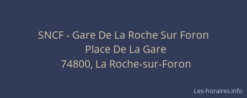 SNCF - Gare De La Roche Sur Foron
