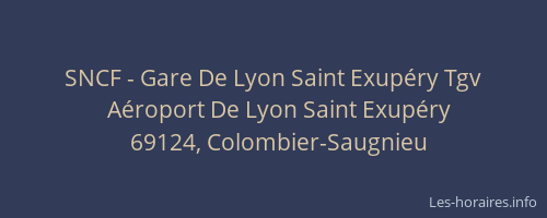 SNCF - Gare De Lyon Saint Exupéry Tgv