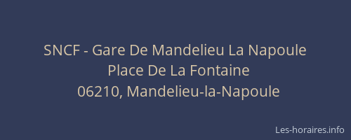 SNCF - Gare De Mandelieu La Napoule
