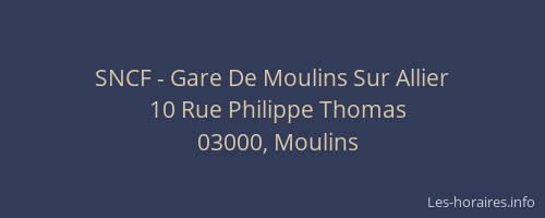 SNCF - Gare De Moulins Sur Allier