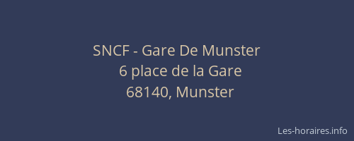 SNCF - Gare De Munster