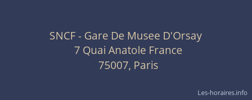 SNCF - Gare De Musee D'Orsay