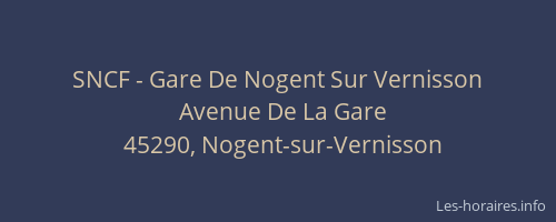 SNCF - Gare De Nogent Sur Vernisson