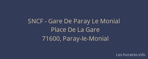 SNCF - Gare De Paray Le Monial