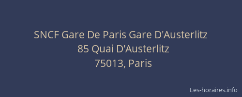 SNCF Gare De Paris Gare D'Austerlitz