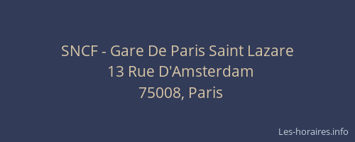 SNCF - Gare De Paris Saint Lazare