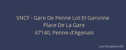 SNCF - Gare De Penne Lot Et Garonne