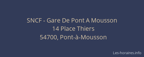 SNCF - Gare De Pont A Mousson