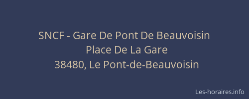 SNCF - Gare De Pont De Beauvoisin