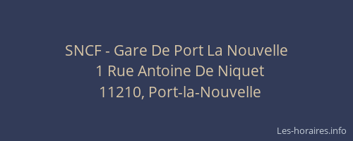 SNCF - Gare De Port La Nouvelle