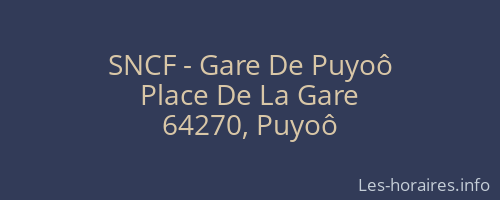 SNCF - Gare De Puyoô
