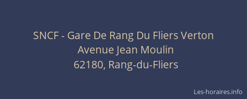 SNCF - Gare De Rang Du Fliers Verton