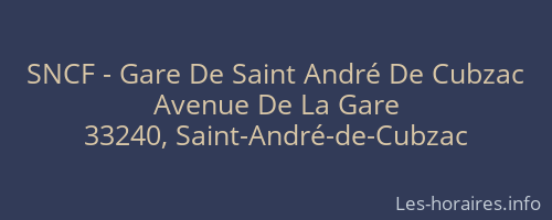 SNCF - Gare De Saint André De Cubzac
