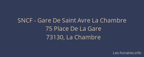SNCF - Gare De Saint Avre La Chambre