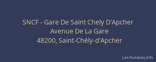 SNCF - Gare De Saint Chely D'Apcher