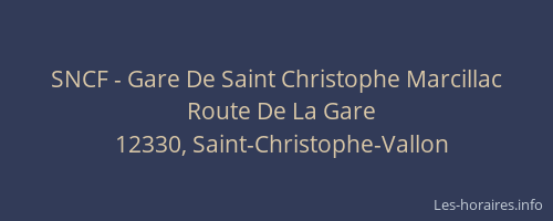 SNCF - Gare De Saint Christophe Marcillac
