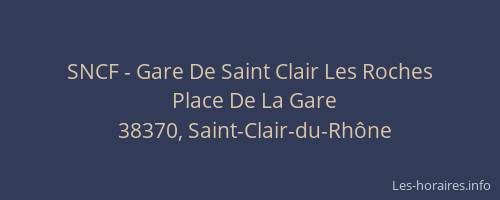 SNCF - Gare De Saint Clair Les Roches