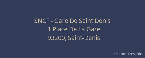 SNCF - Gare De Saint Denis