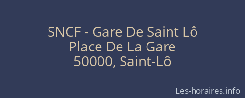 SNCF - Gare De Saint Lô