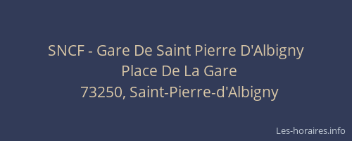 SNCF - Gare De Saint Pierre D'Albigny