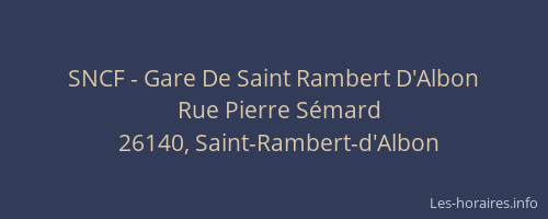 SNCF - Gare De Saint Rambert D'Albon