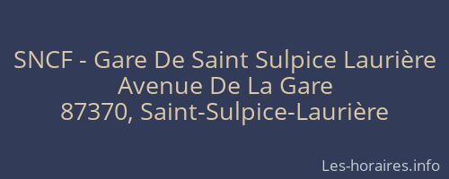 SNCF - Gare De Saint Sulpice Laurière