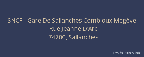 SNCF - Gare De Sallanches Combloux Meg&egrave;ve